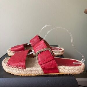 Sergio Tomani | Leather Two Strap Boho Buckle Platform Espadrille Sandals